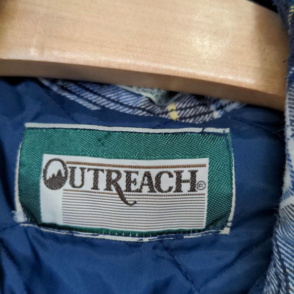 Outreach Men's Quilted Lined Flannel Shirt Jacket Multicolor XL Plaid Pockets - Picture 8 of 13
